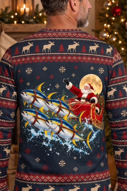 Performance Fishing Long Sleeve - Christmas Yellowfin Tuna Sleigh - ULS769K image 4