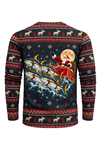 Performance Fishing Long Sleeve - Christmas Yellowfin Tuna Sleigh - ULS769K image 5