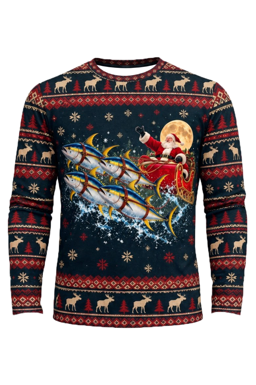Performance Fishing Long Sleeve - Christmas Yellowfin Tuna Sleigh - ULS769K image 6