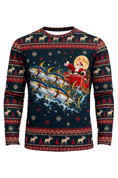 Performance Fishing Long Sleeve - Christmas Yellowfin Tuna Sleigh - ULS769K image 6
