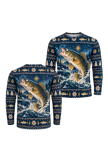 Performance Fishing Long Sleeve - Christmas Walleye Leap - ULS770K image 1