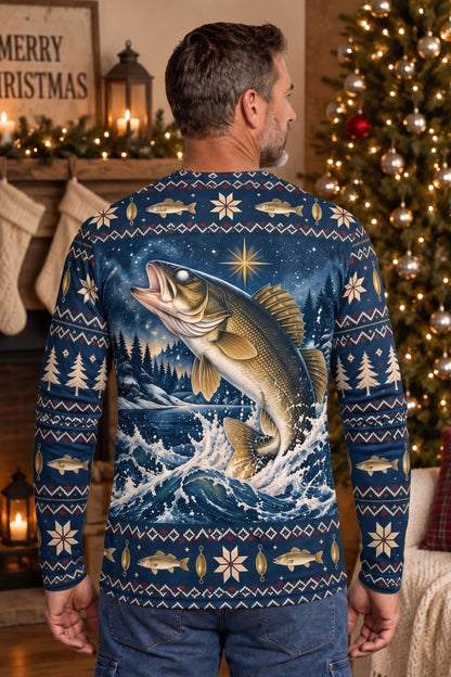 Performance Fishing Long Sleeve - Christmas Walleye Leap - ULS770K image 2