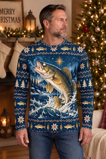 Performance Fishing Long Sleeve - Christmas Walleye Leap - ULS770K image 3