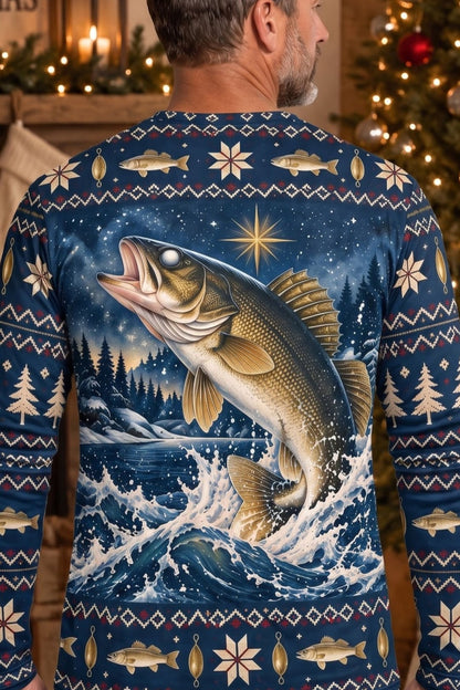 Performance Fishing Long Sleeve - Christmas Walleye Leap - ULS770K image 4