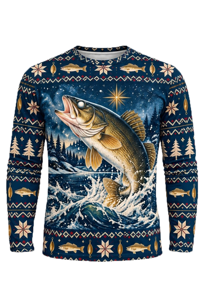 Performance Fishing Long Sleeve - Christmas Walleye Leap - ULS770K image 5
