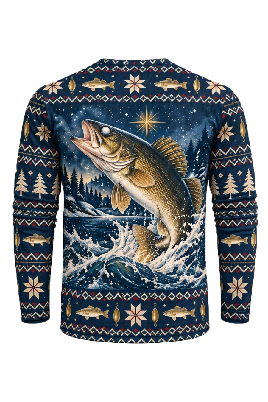 Performance Fishing Long Sleeve - Christmas Walleye Leap - ULS770K image 6