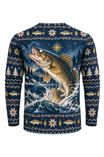 Performance Fishing Long Sleeve - Christmas Walleye Leap - ULS770K image 6
