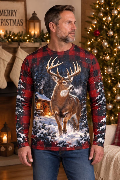 Performance Hunting Long Sleeve - Christmas Cabin Whitetail Trot - ULS771K image 2