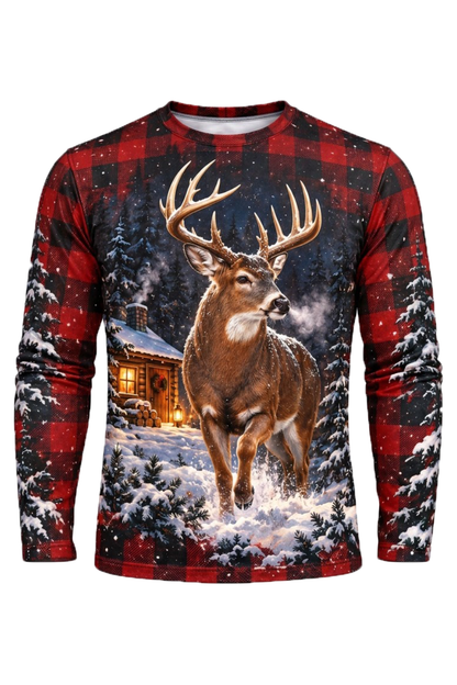 Performance Hunting Long Sleeve - Christmas Cabin Whitetail Trot - ULS771K image 5