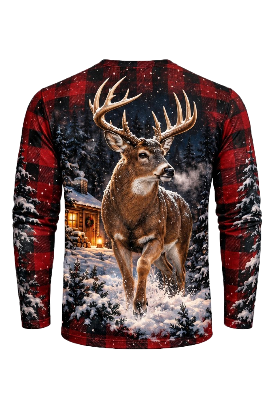 Performance Hunting Long Sleeve - Christmas Cabin Whitetail Trot - ULS771K image 6