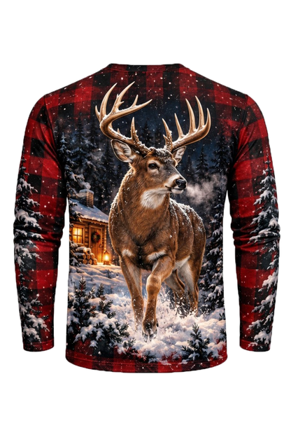 Performance Hunting Long Sleeve - Christmas Cabin Whitetail Trot - ULS771K image 6