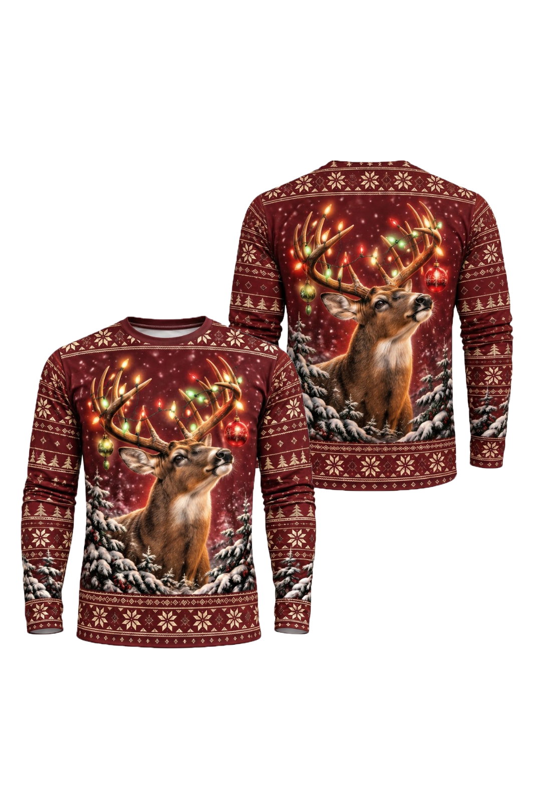 Performance Hunting Long Sleeve - Christmas Whitetail Lights - ULS772K image 1