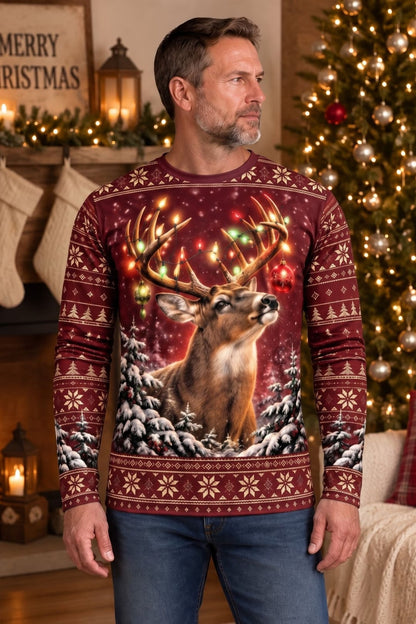 Performance Hunting Long Sleeve - Christmas Whitetail Lights - ULS772K image 2