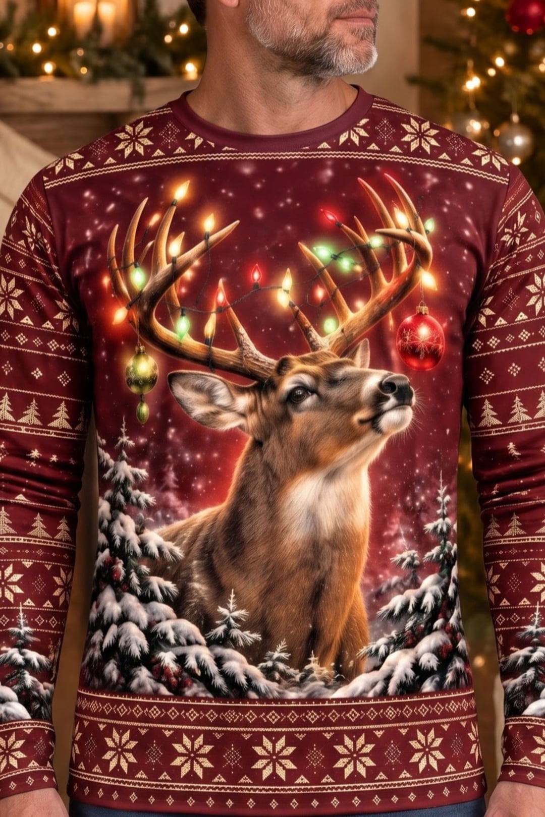 Performance Hunting Long Sleeve - Christmas Whitetail Lights - ULS772K image 4