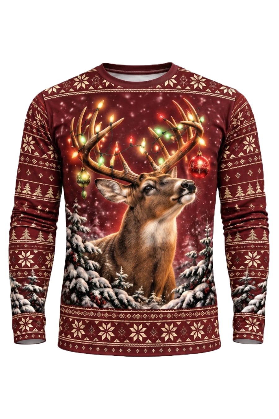Performance Hunting Long Sleeve - Christmas Whitetail Lights - ULS772K image 5