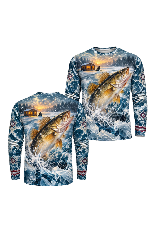 Performance Fishing Long Sleeve - Ice Bound Walleye Strike - ULS773K image 1