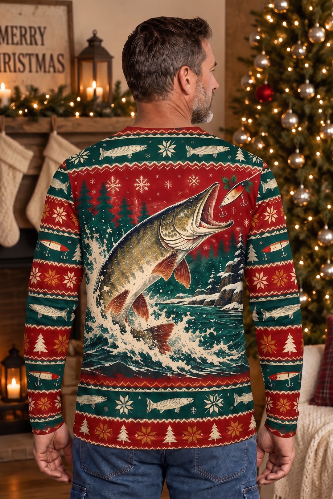 Performance Hunting Long Sleeve - Christmas Muskie Strike - ULS774K image 3