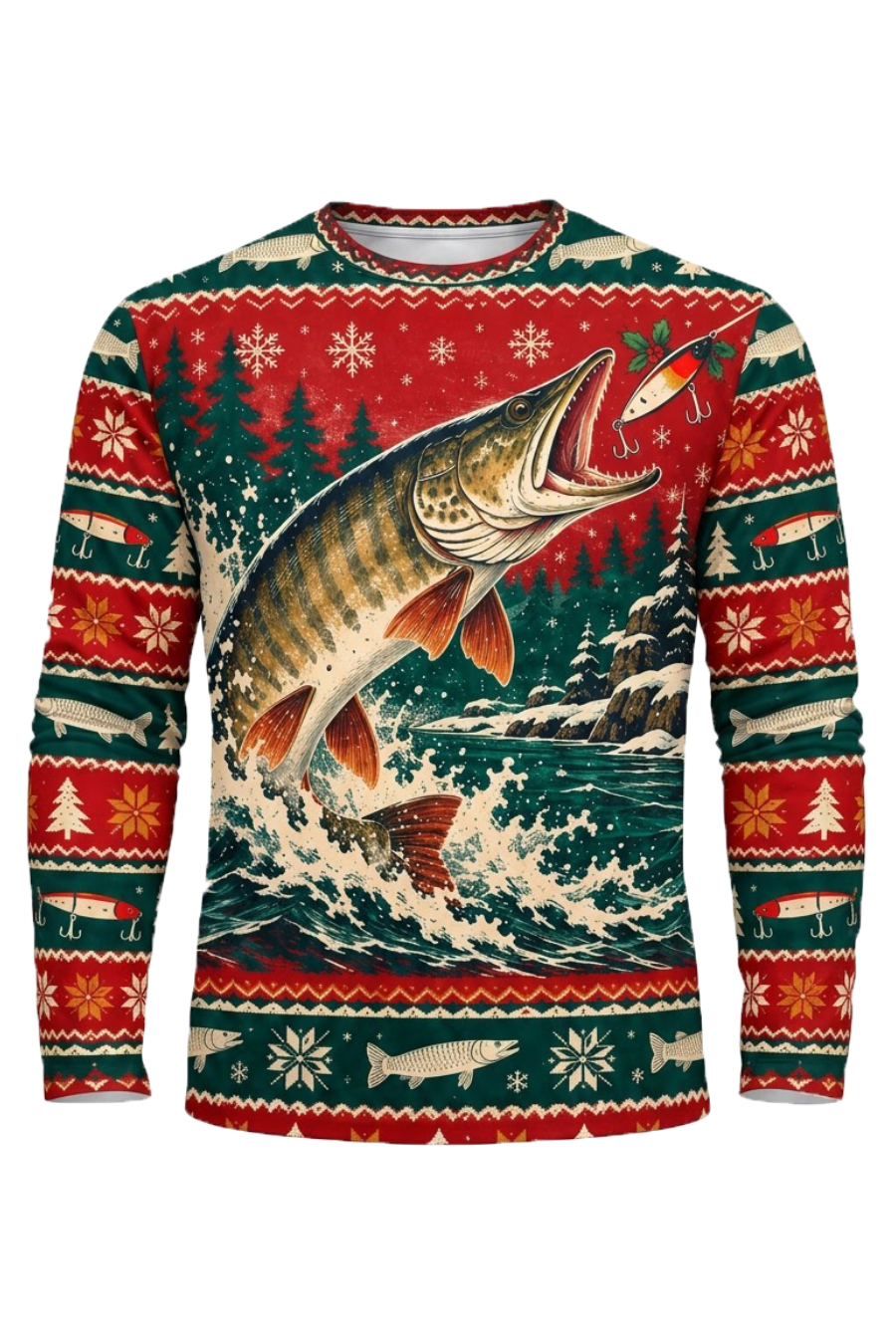 Performance Hunting Long Sleeve - Christmas Muskie Strike - ULS774K image 5