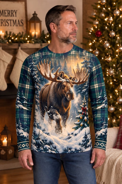 Performance Hunting Long Sleeve - Christmas Moose Stride - ULS776K image 2