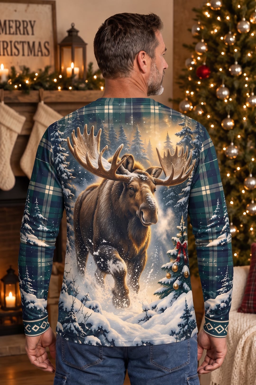 Performance Hunting Long Sleeve - Christmas Moose Stride - ULS776K image 3