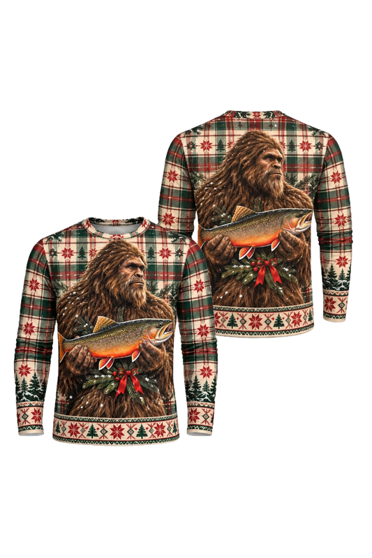 Performance Fishing Long Sleeve - Christmas Bigfoot Trout Catch - ULS777K image 1