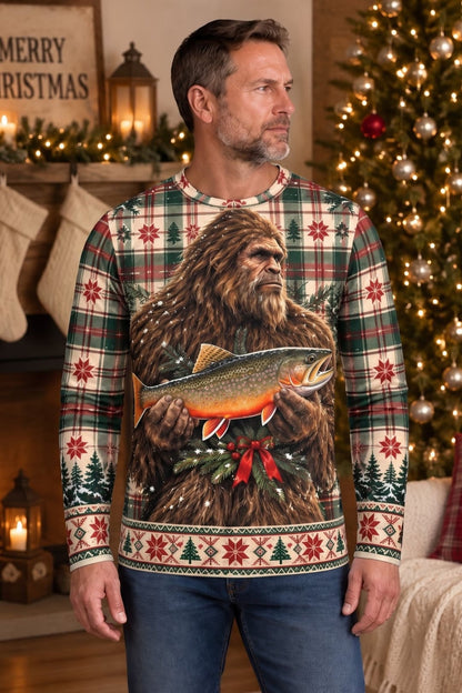Performance Fishing Long Sleeve - Christmas Bigfoot Trout Catch - ULS777K image 2