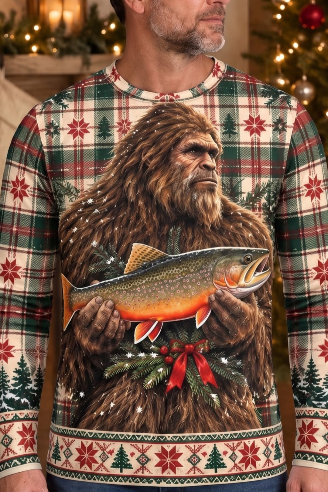 Performance Fishing Long Sleeve - Christmas Bigfoot Trout Catch - ULS777K image 4