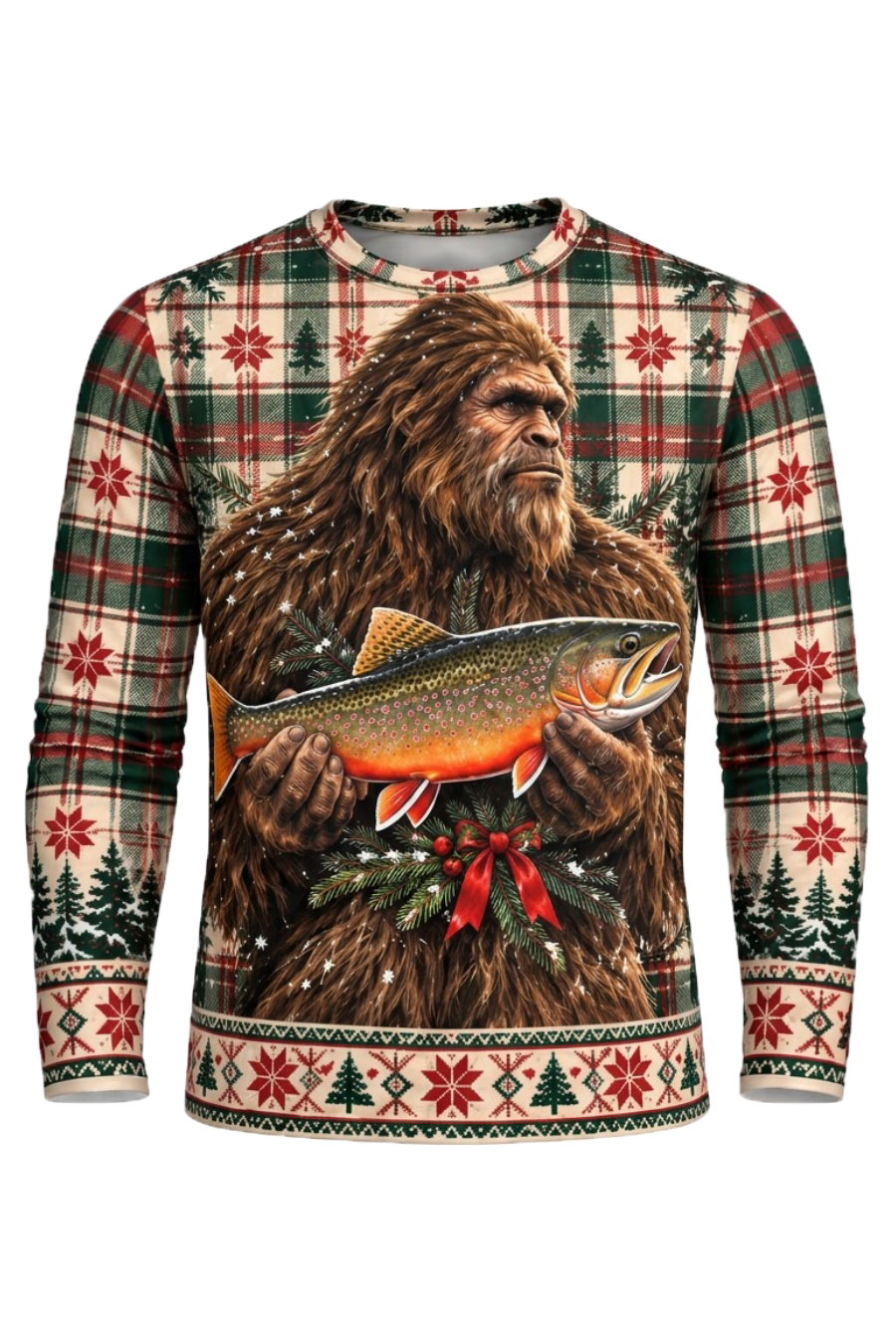 Performance Fishing Long Sleeve - Christmas Bigfoot Trout Catch - ULS777K image 5