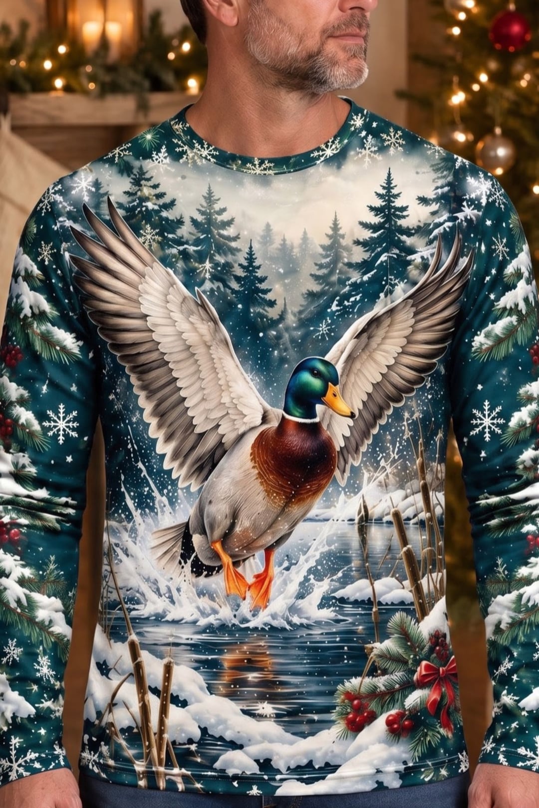 Performance Hunting Long Sleeve - Christmas Mallard Splash - ULS779K image 4