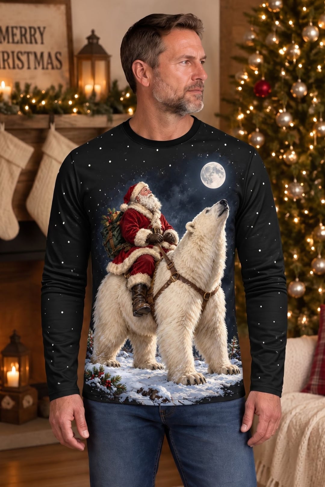 Performance Hunting Long Sleeve - Yuletide Polar Bear Ride - ULS780K image 2