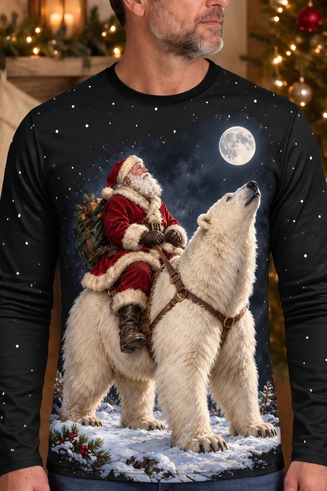 Performance Hunting Long Sleeve - Yuletide Polar Bear Ride - ULS780K image 4
