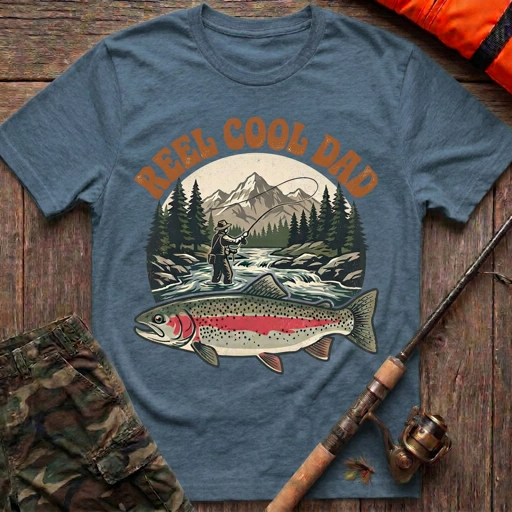 Mountain Stream Angler Trout T-Shirt - Indigo Blue