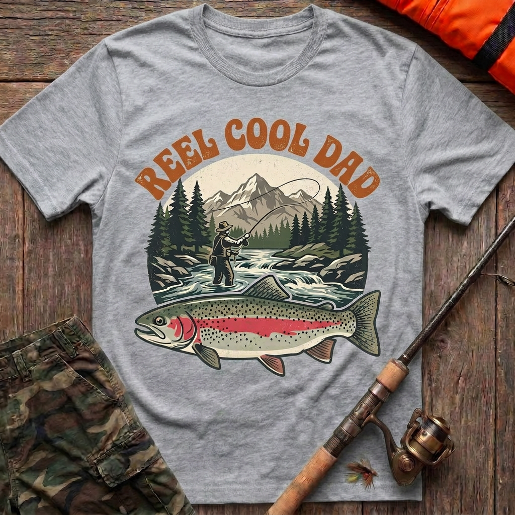 Mountain Stream Angler Trout T-Shirt - Sport Grey