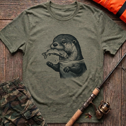 River Hunter Otter Trout T-Shirt - Military Green