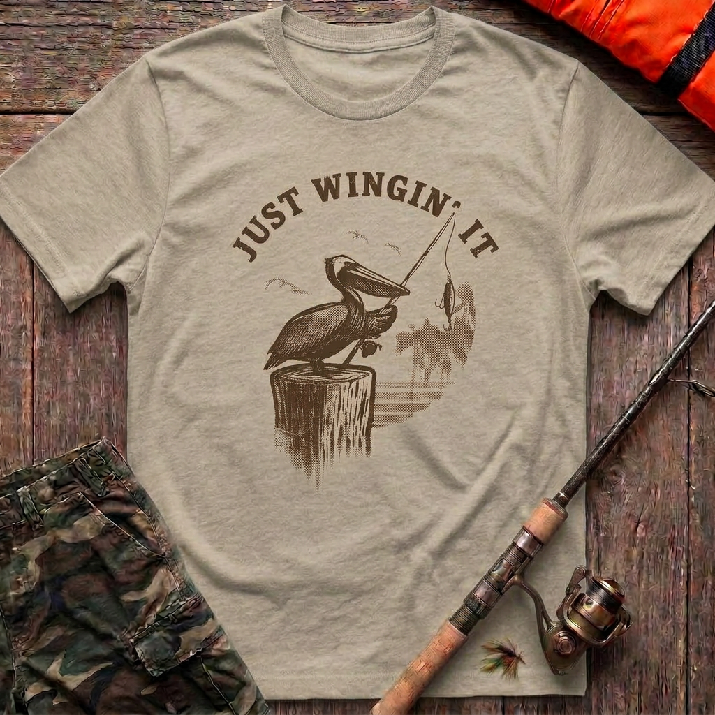 Coastal Solitude Pelican T-Shirt - Sand