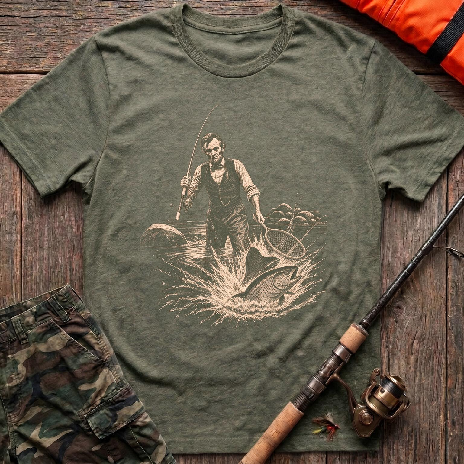 Honest Abe Trout Angler T-Shirt - Military Green
