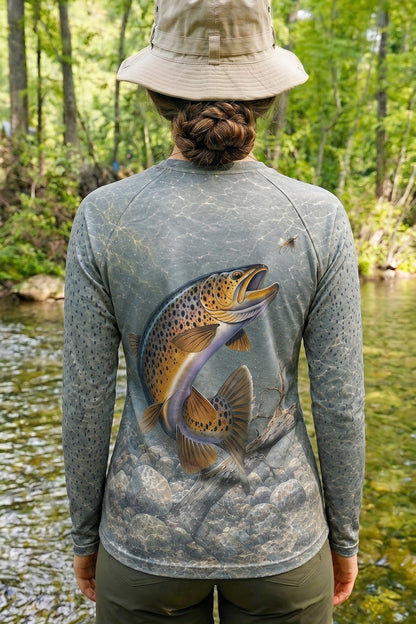 Women’s Fishing Long Sleeve - Ozark Current Crown Brown - AOW08 image 2