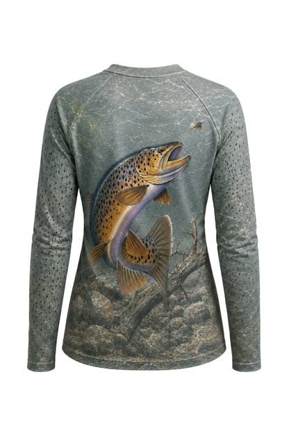Women’s Fishing Long Sleeve - Ozark Current Crown Brown - AOW08 image 5