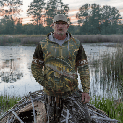 Walleye Marsh Hunter Personalized Zip Hoodie