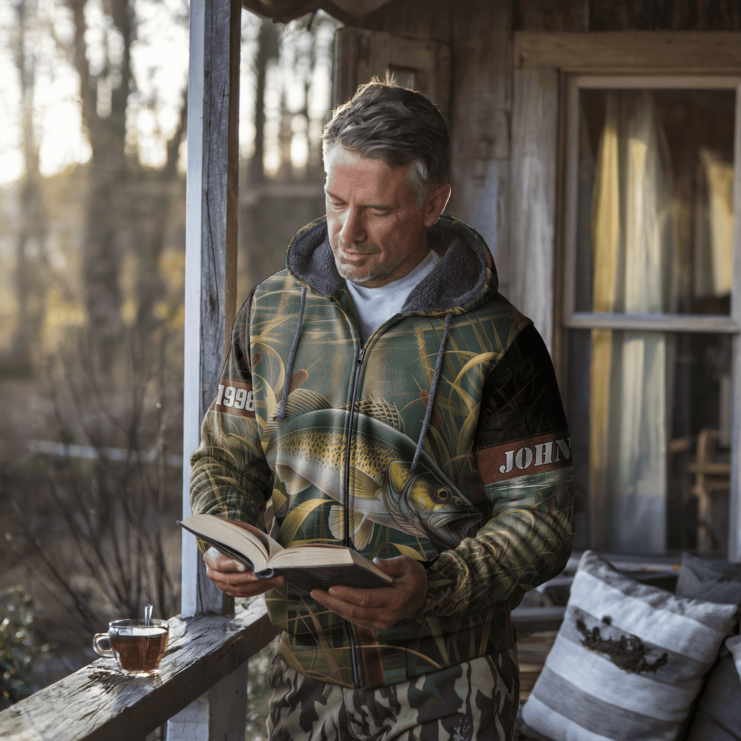 Walleye Marsh Hunter Personalized Zip Hoodie
