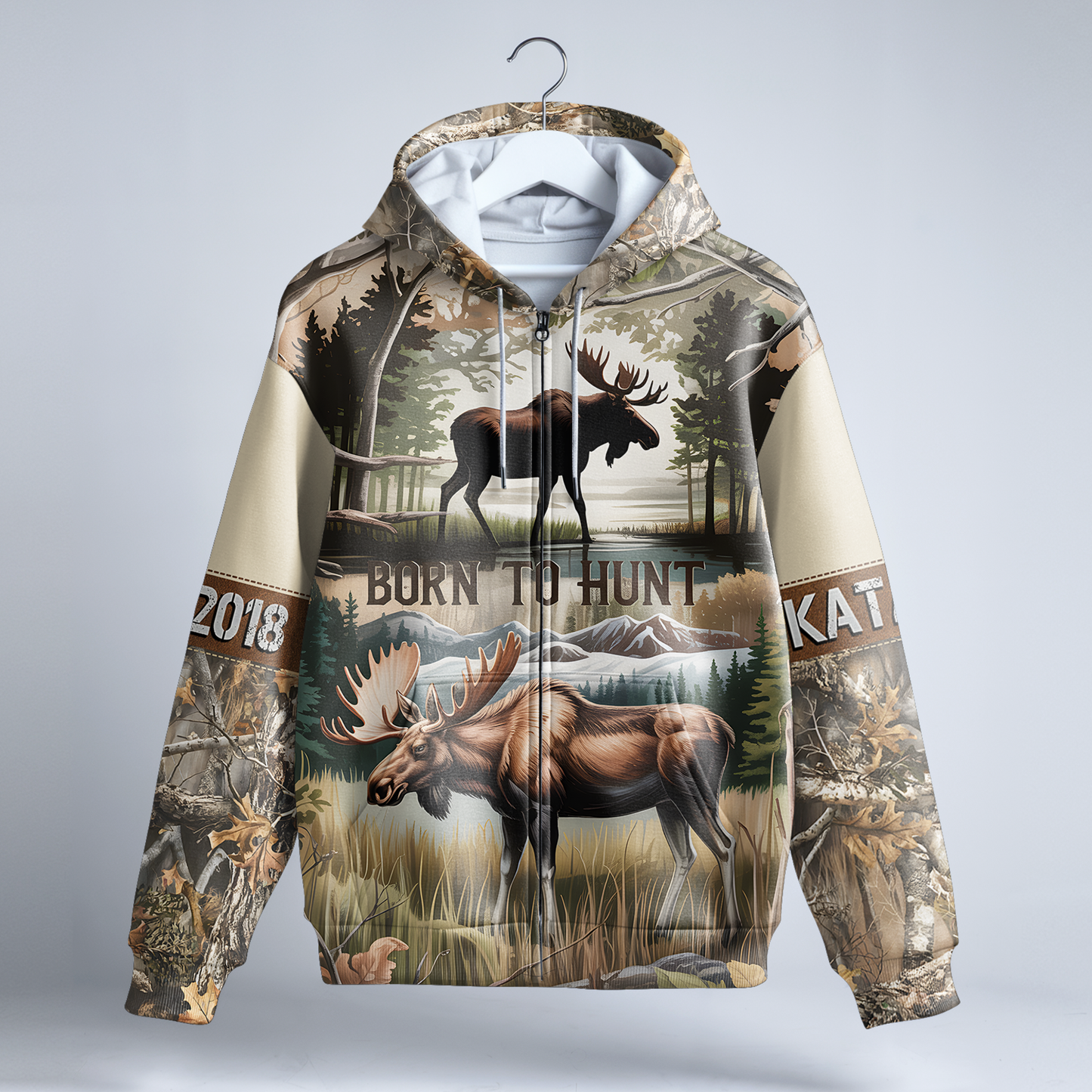 Bull Moose Wilderness Personalized Zip Hoodie