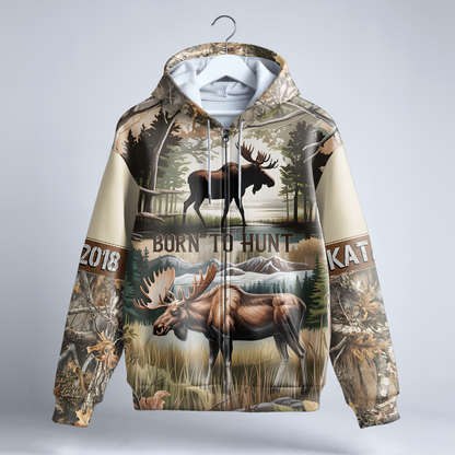 Bull Moose Wilderness Personalized Zip Hoodie