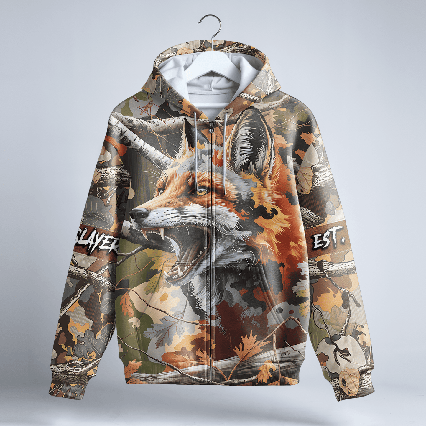 Red Fox Predator Camo Personalized Zip Hoodie
