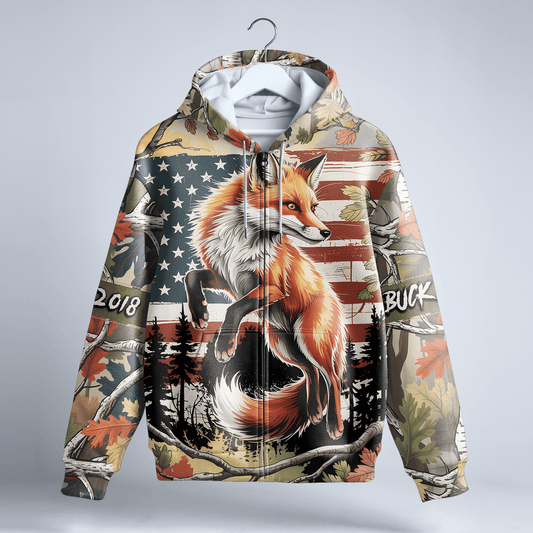 American Fox Hunter Personalized Zip Hoodie