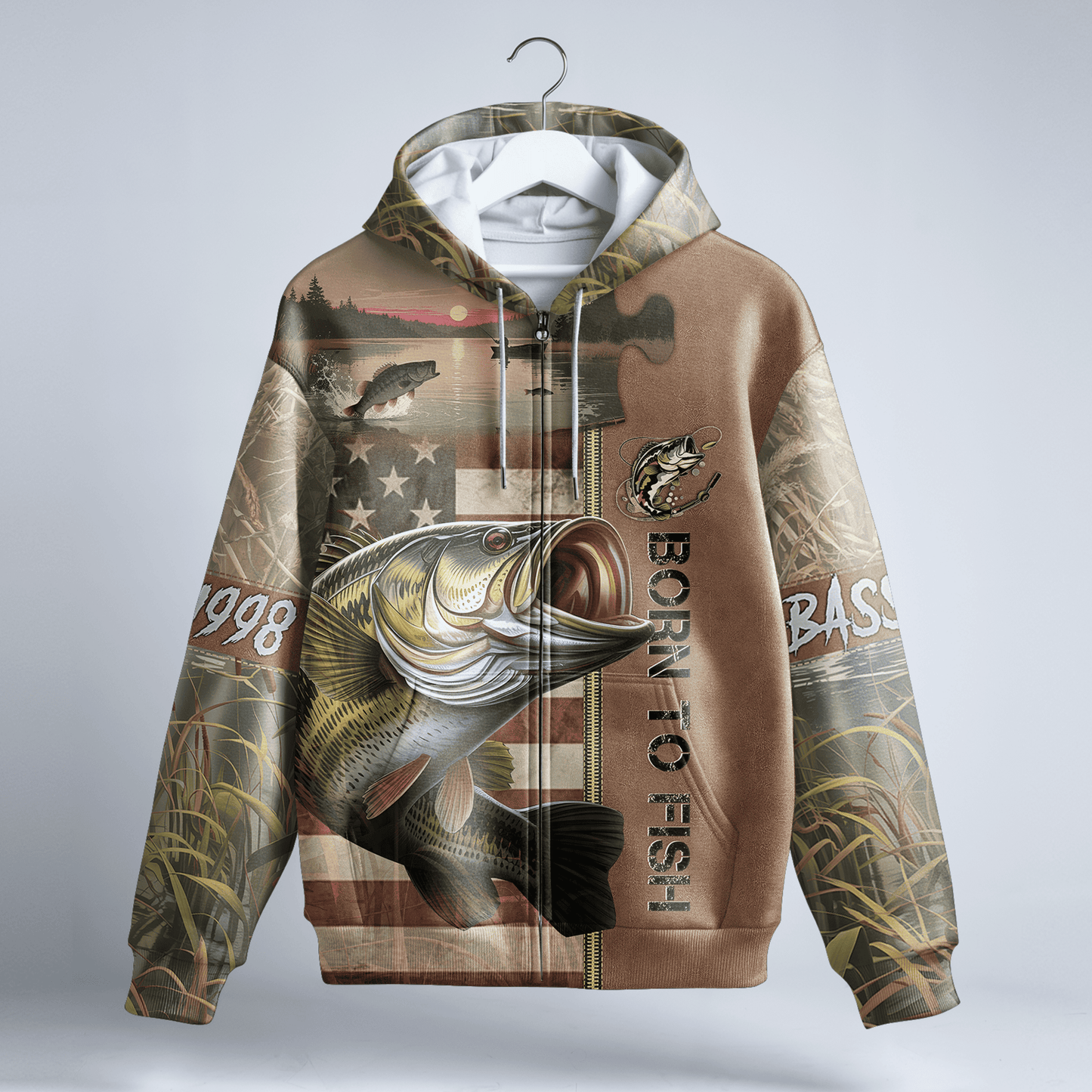 American Bass Patriot Personalized Zip Hoodie