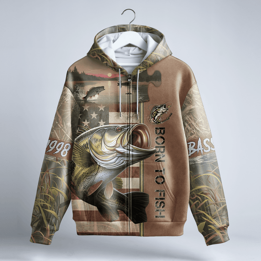 American Bass Patriot Personalized Zip Hoodie