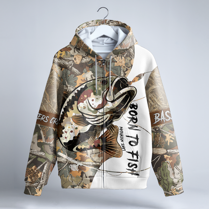 Bass Camo Warrior Personalized Zip Hoodie