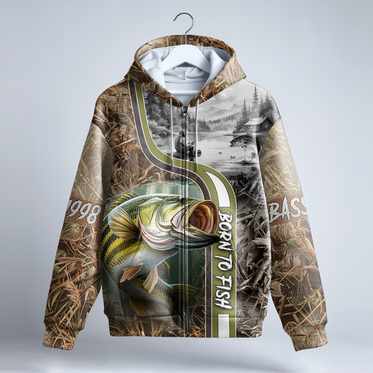 Backwater Bass Legend Personalized Zip Hoodie