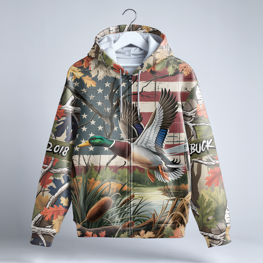 American Mallard Patriot Personalized Zip Hoodie