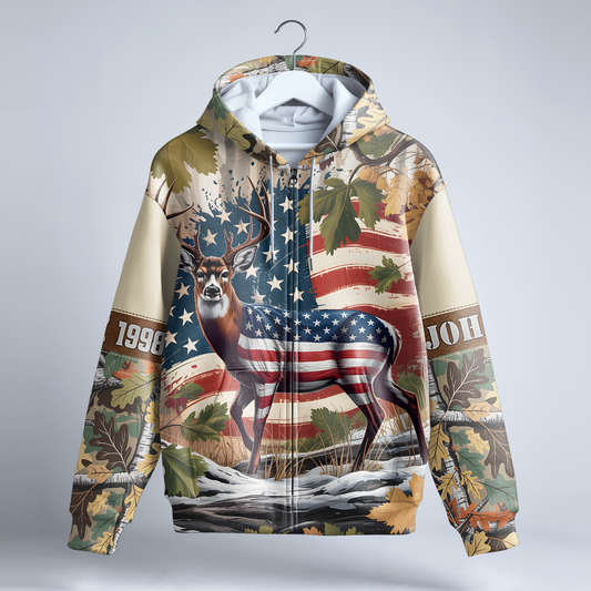 American Pride Buck Personalized Zip Hoodie